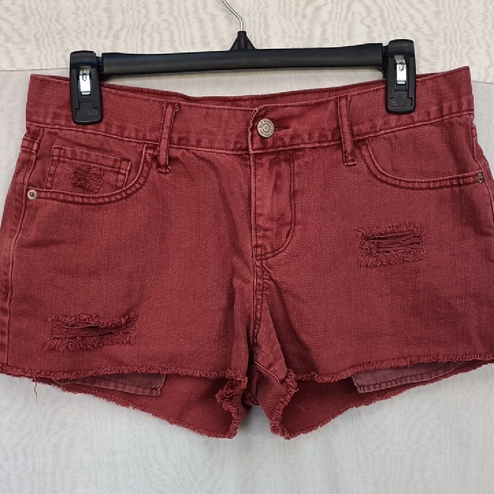 Old Navy Red Jean Shorts with Distressed Details